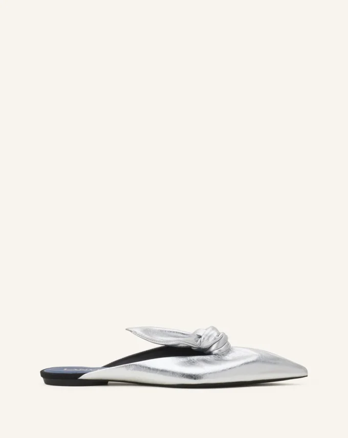 Mule Midnight Step Bow en cuir métallisé