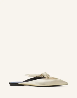 Mule Midnight Step Bow en cuir métallisé