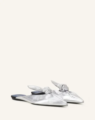 Mule Midnight Step Bow en cuir métallisé