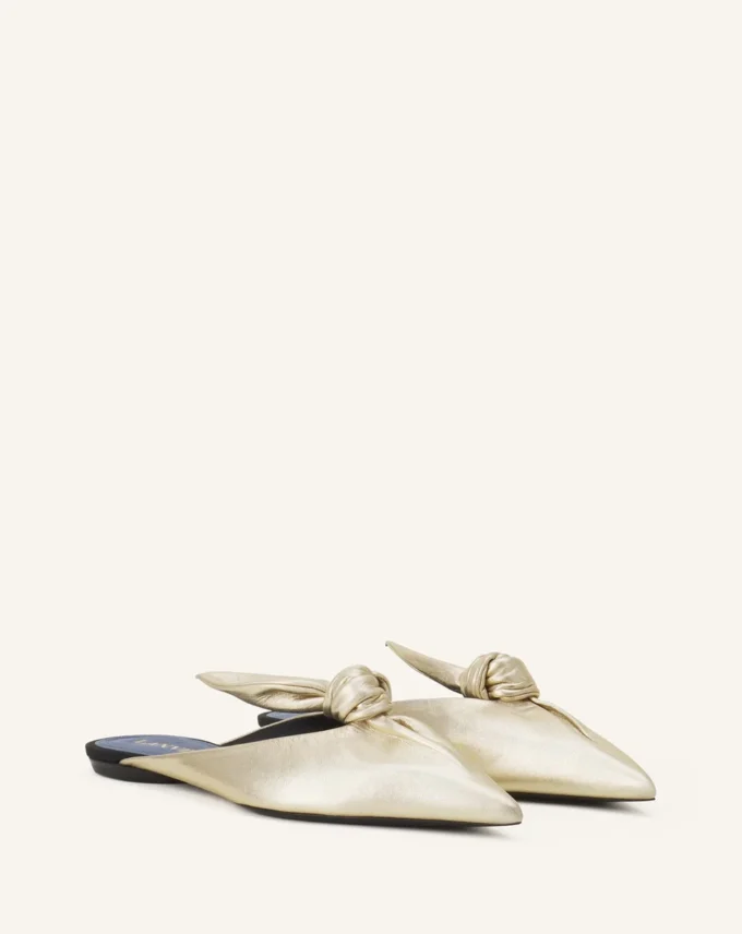 Mule Midnight Step Bow en cuir métallisé