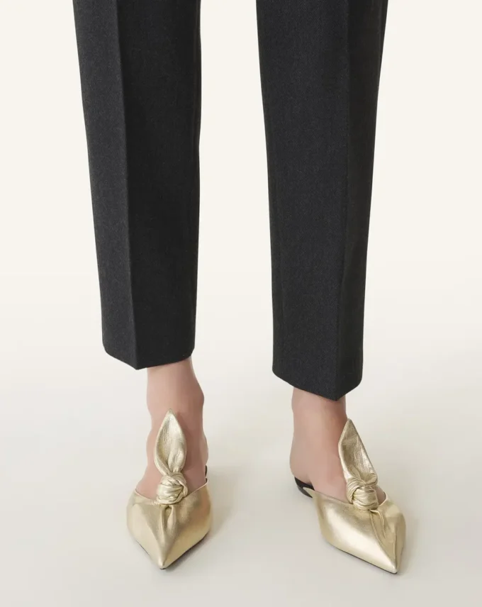 Mule Midnight Step Bow en cuir métallisé