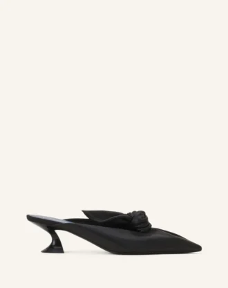 Mules à talons en cuir Midnight Step Bow