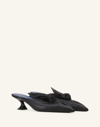 Mules à talons en cuir Midnight Step Bow