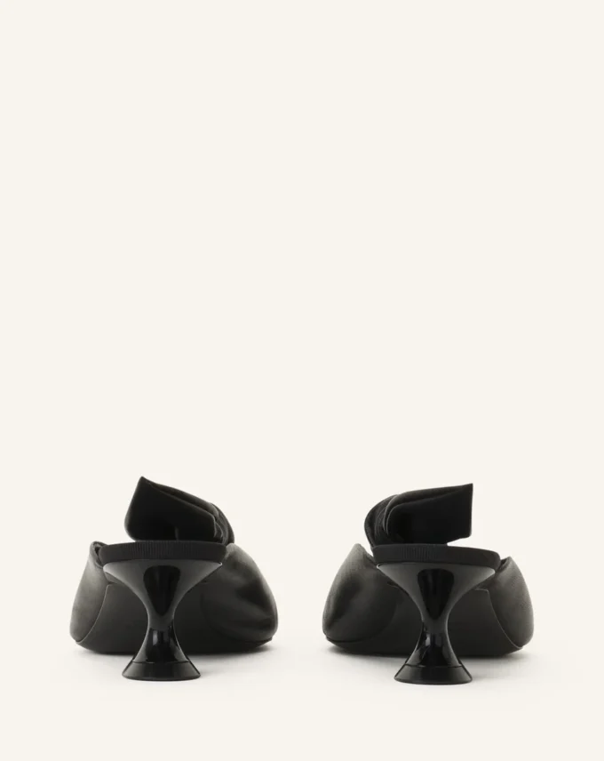 Mules à talons en cuir Midnight Step Bow