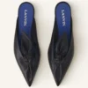 Mules à talons en cuir Midnight Step Bow