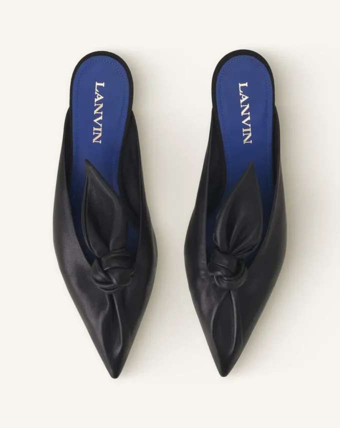 Mules à talons en cuir Midnight Step Bow