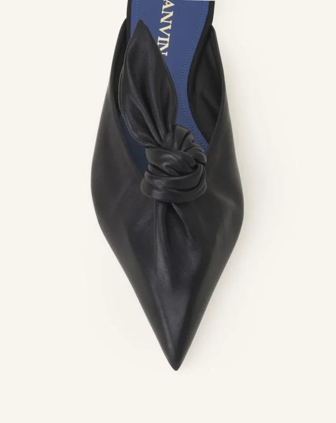 Mules à talons en cuir Midnight Step Bow