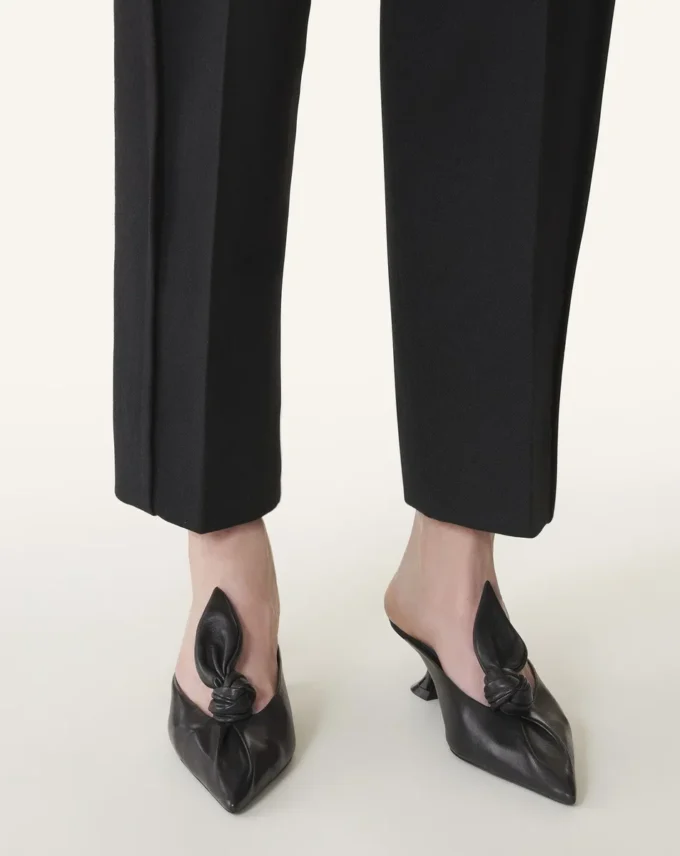 Mules à talons en cuir Midnight Step Bow