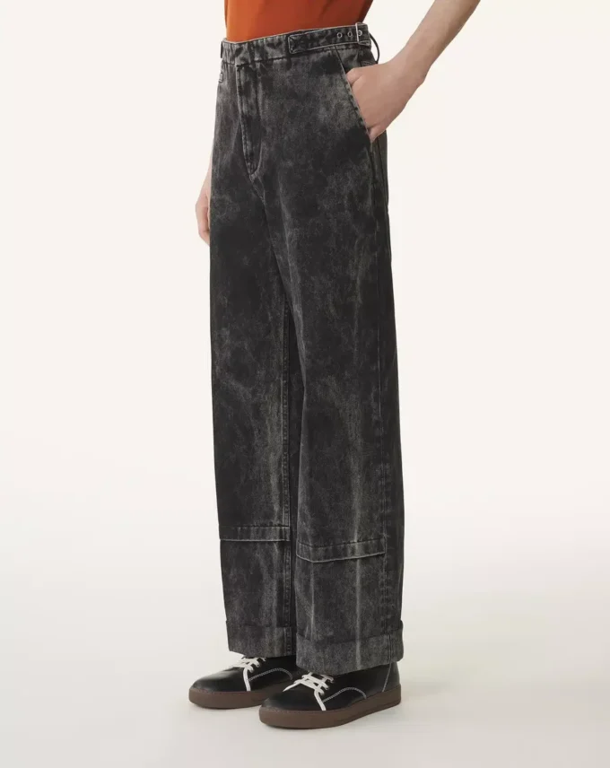 Pantalon ample en denim délavé