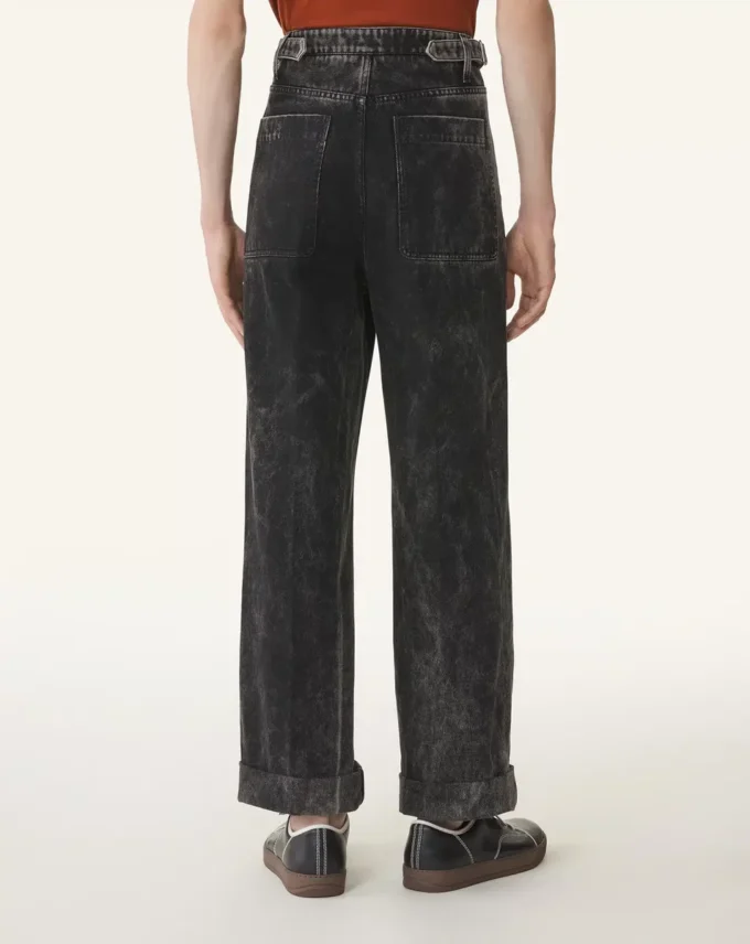 Pantalon ample en denim délavé