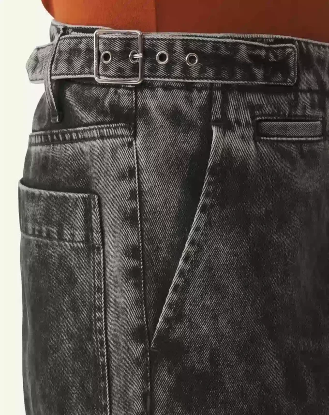 Pantalon ample en denim délavé