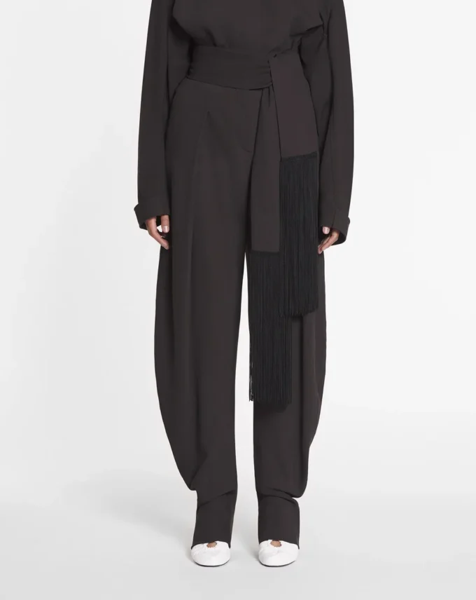 Pantalon bouffant en laine et viscose