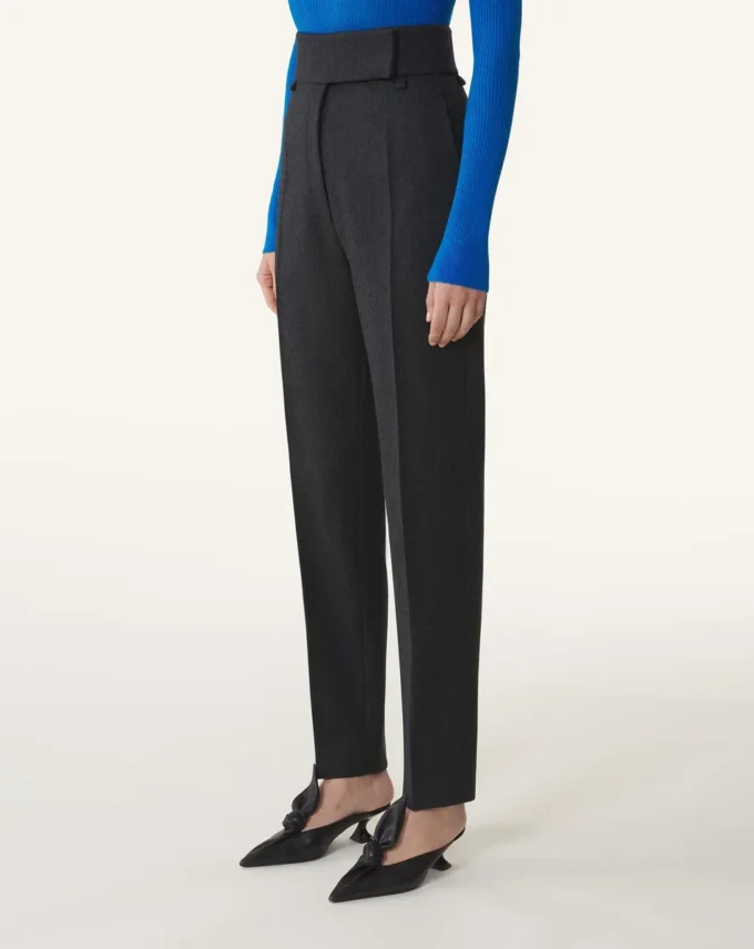 Pantalon cigarette en flanelle