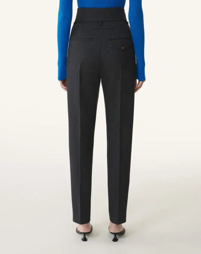 Pantalon cigarette en flanelle