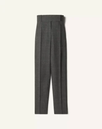 Pantalon cigarette en laine Prince de Galles