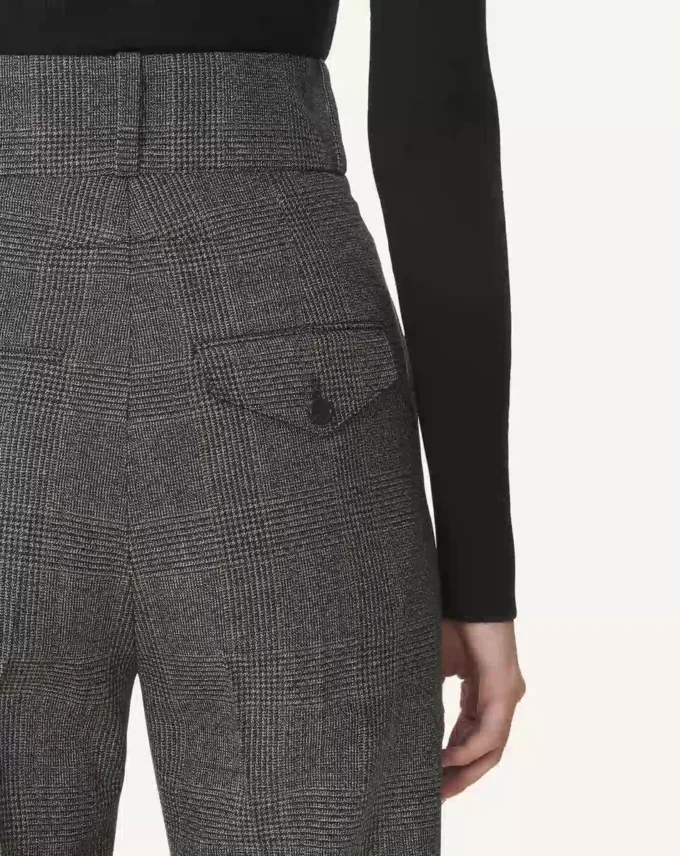 Pantalon cigarette en laine Prince de Galles
