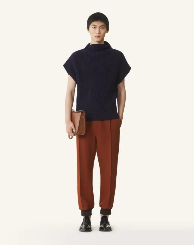 Pull sans manches en laine à détails diamant