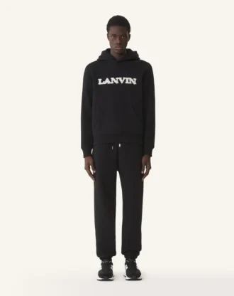 Sweat à capuche en coton et peau lainée Lanvin