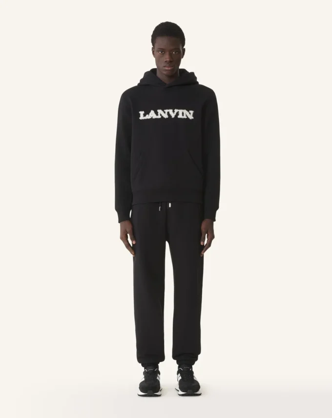 Sweat à capuche en coton et peau lainée Lanvin