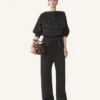 Pantalon fluide en viscose jacquard