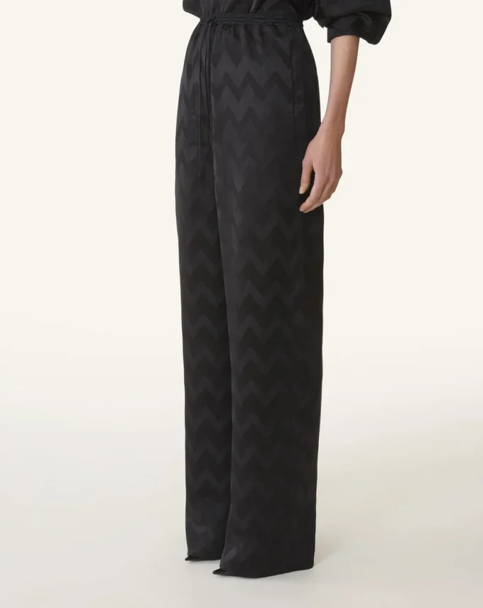 Pantalon fluide en viscose jacquard