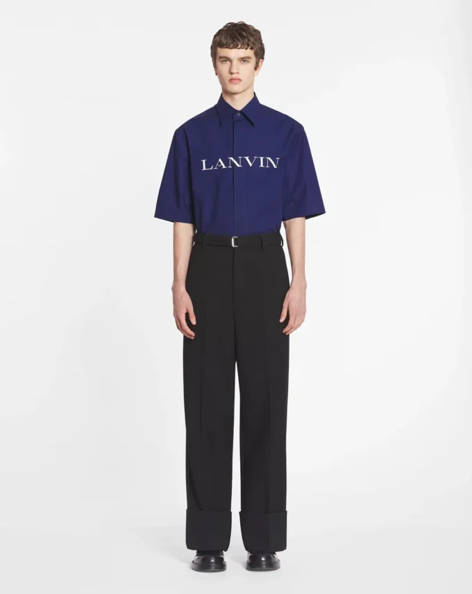 Pantalon large à revers