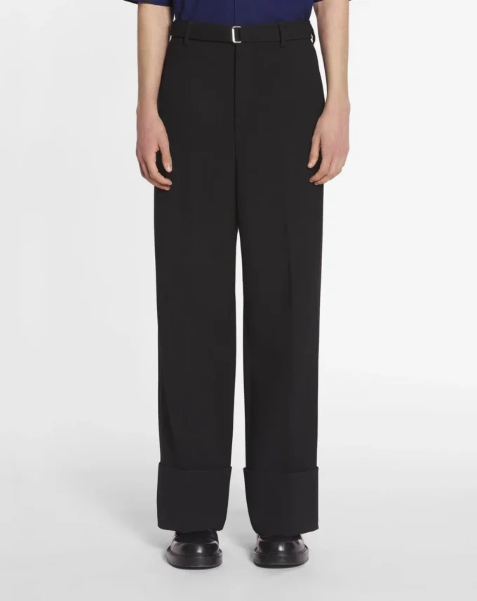 Pantalon large à revers