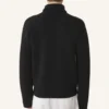 Pull à col roulé en laine et cuir intarsia