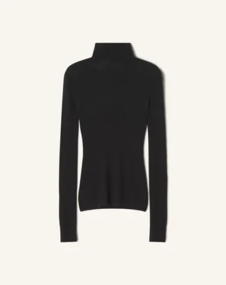 Pull à col roulé en laine mérinos et soie