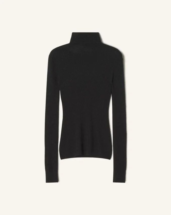 Pull à col roulé en laine mérinos et soie