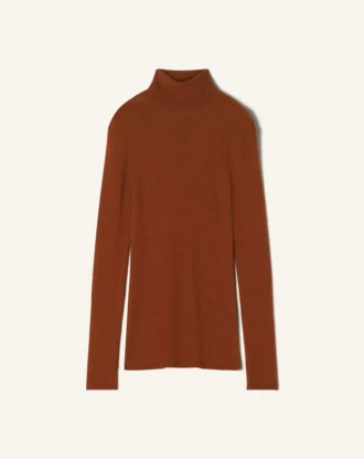 Pull à col roulé en laine mérinos et soie
