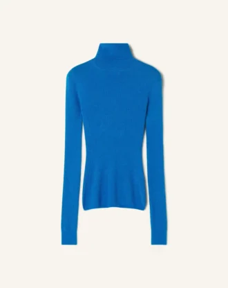 Pull à col roulé en laine mérinos et soie