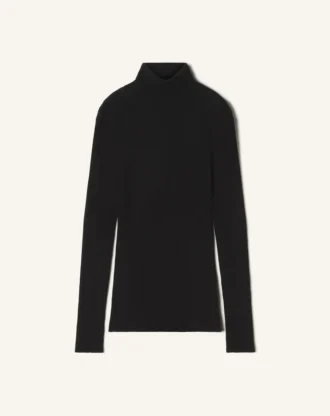 Pull à col roulé en laine mérinos et soie