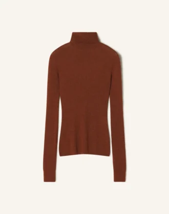 Pull à col roulé en laine mérinos et soie