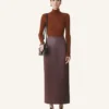 Jupe droite en coton et viscose