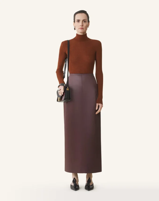 Jupe droite en coton et viscose