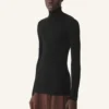 Pull à col roulé en laine mérinos et soie