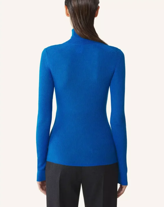 Pull à col roulé en laine mérinos et soie