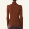 Pull à col roulé en laine mérinos et soie