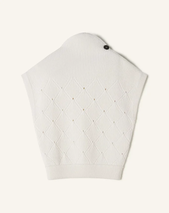Pull sans manches en laine à détails diamant