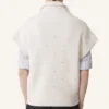 Pull sans manches en laine à détails diamant