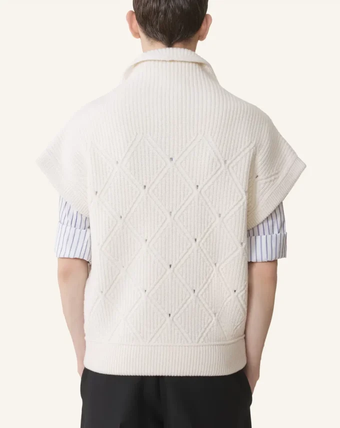 Pull sans manches en laine à détails diamant