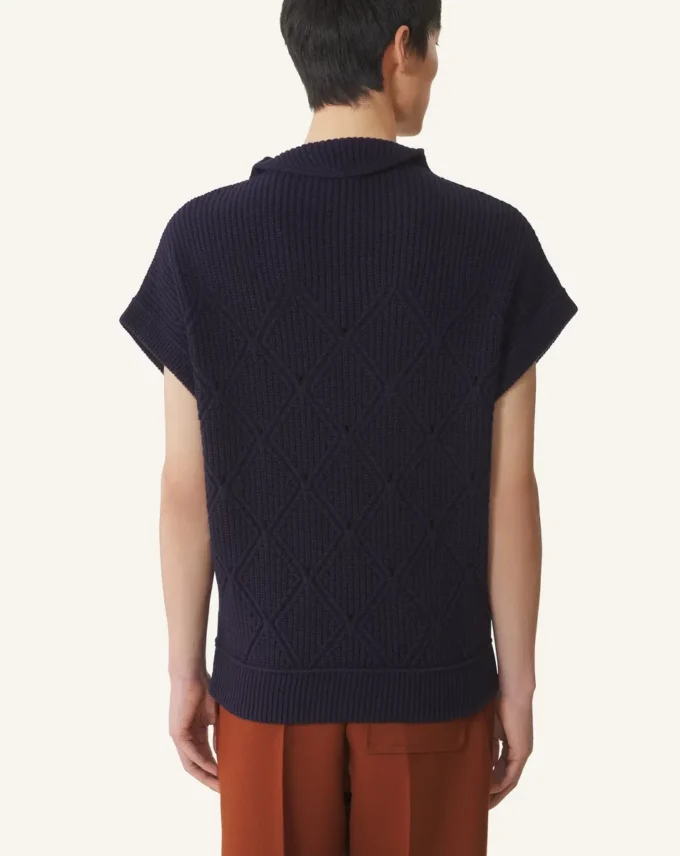 Pull sans manches en laine à détails diamant