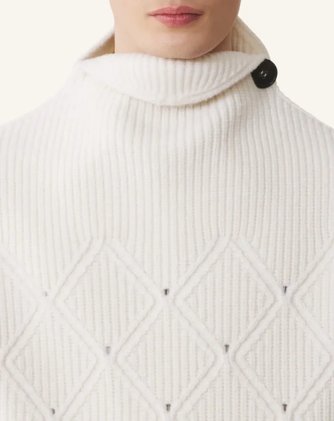 Pull sans manches en laine à détails diamant