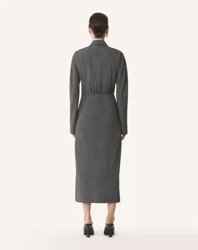 Robe en laine Prince de Galles à double boutonnage