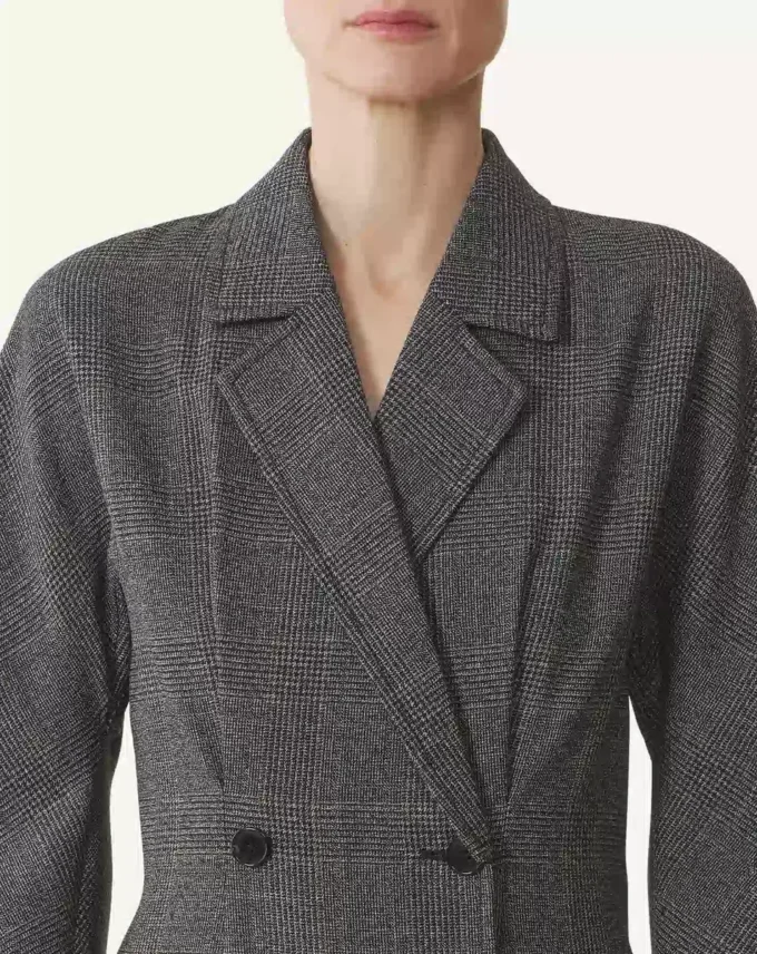 Robe en laine Prince de Galles à double boutonnage