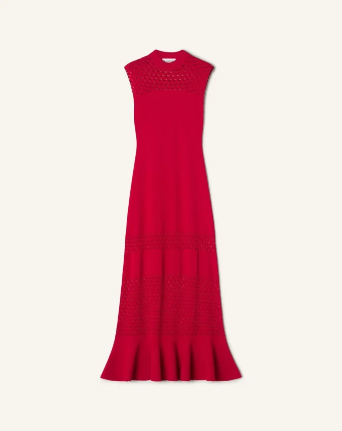 Robe en viscose avec détails en dentelle