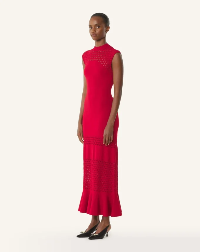 Robe en viscose avec détails en dentelle