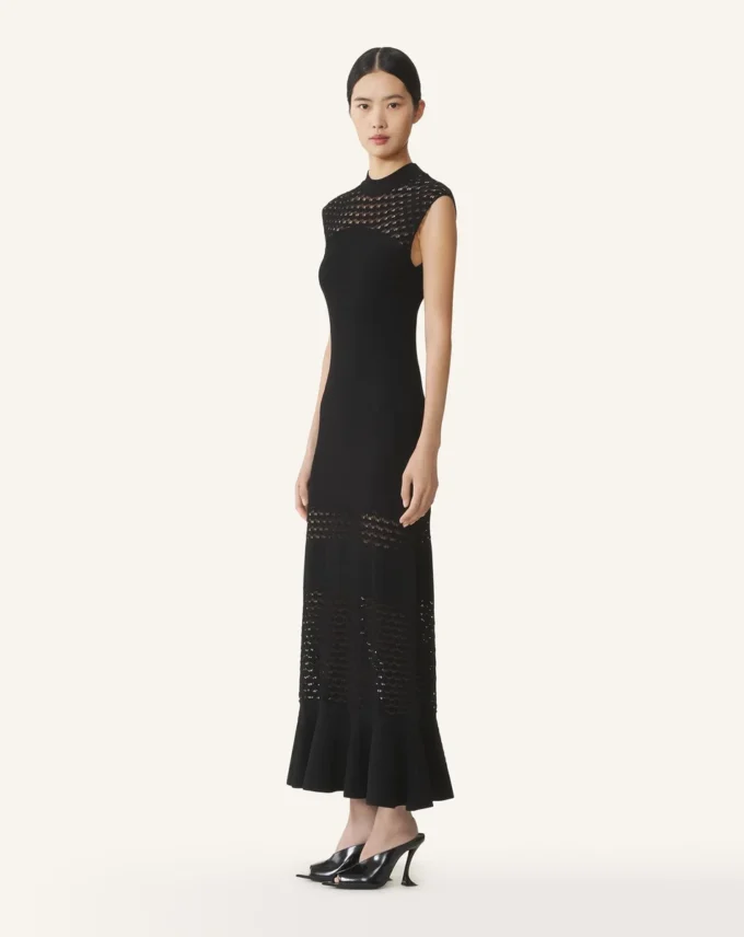 Robe en viscose avec détails en dentelle