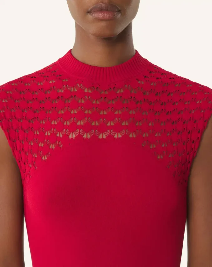 Robe en viscose avec détails en dentelle